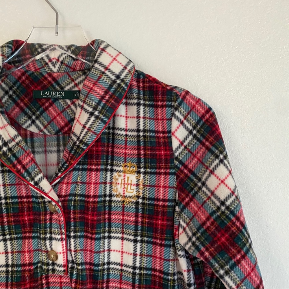 RALPH LAUREN plaid fleece pajama dress SZ S